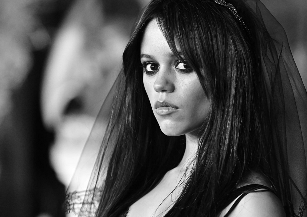 Jenna Ortega in Wednesday-Addams Inspired Clean Gothic