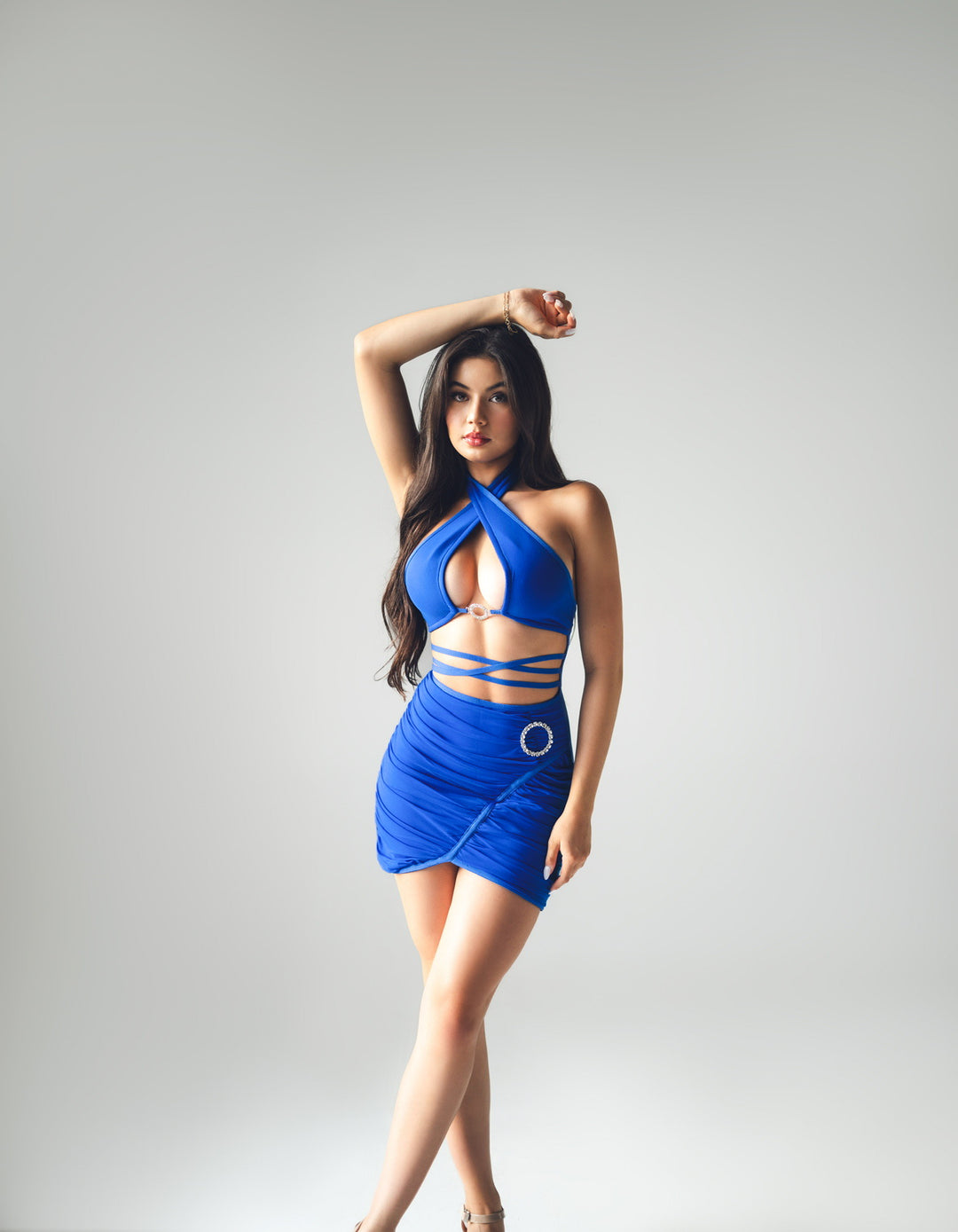 Ely Cross Halter Mini Dress
