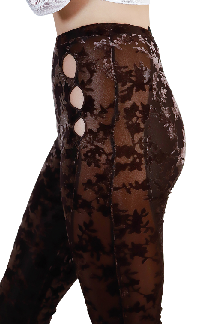 Tapered Brown High Waist Mesh Curve Panels Sexy V-Front V-Back Bottoms
