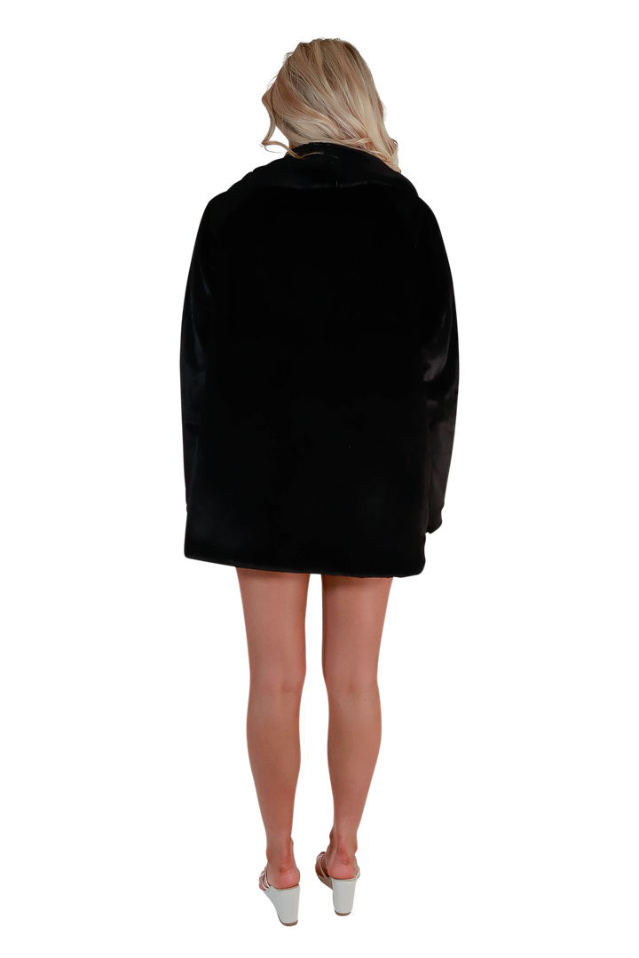 Luxury black velvet fur mid-length high-quality