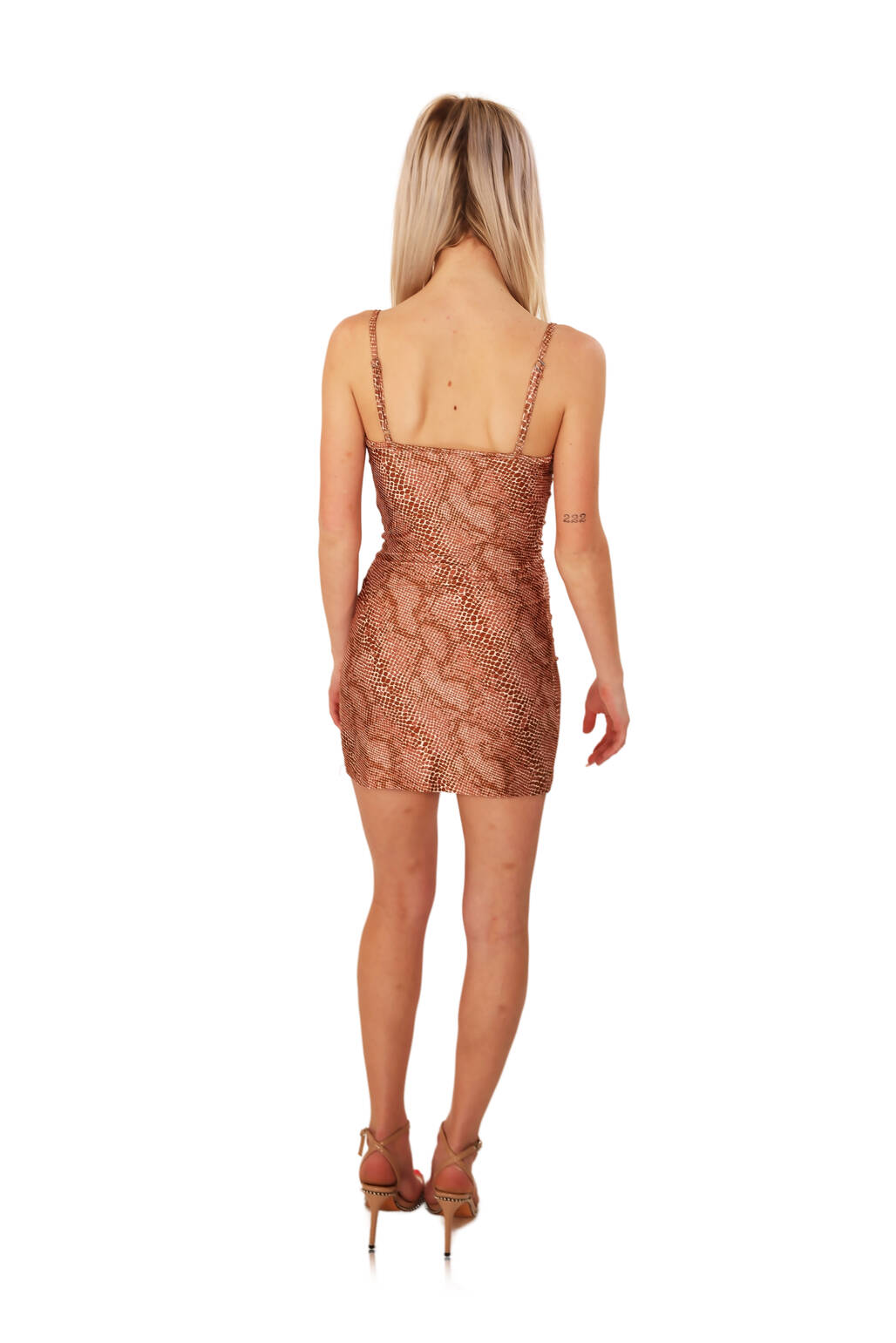 rust snakeskin cowl neck mini dress sexy