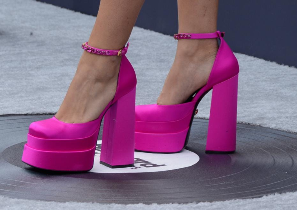 pink platform chunky heels